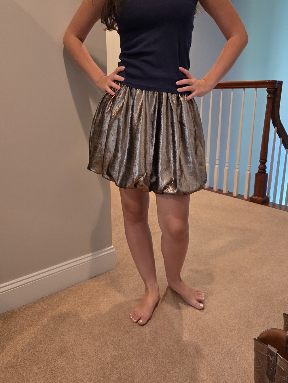 Madewell-  Metallic Bubble-hem Mini Skirt